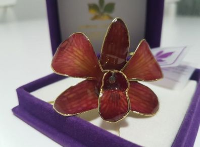 24K Gold Plating Real Orchid Brooch / Pendant A Nice Gift