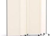 4 Panel Room Divider Folding Privacy Screen, Freestanding Room Partition with Lockable Wheels, Portable