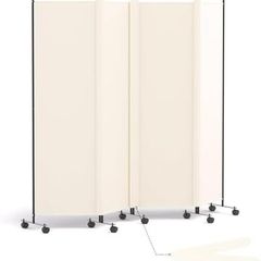 4 Panel Room Divider Folding Privacy Screen, Freestanding Room Partition with Lockable Wheels, Portable