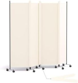 4 Panel Room Divider Folding Privacy Screen, Freestanding Room Partition with Lockable Wheels, Portable
