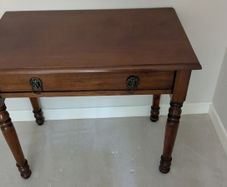 Solid wood side table with drawer - lion head handles