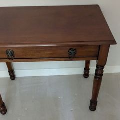 Solid wood side table with drawer - lion head handles