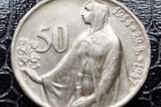 Czechoslovakia 50 Silver Korun coin celebrating the 3rd Anniversary of the Slovak National Uprising