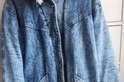 Rare True Vintage 80s/90s Acid Wash Denim Coat. Made in Britain. Sherpa fleece lined.