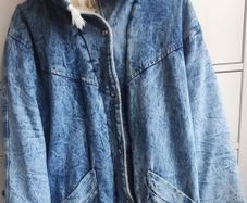 Rare True Vintage 80s/90s Acid Wash Denim Coat. Made in Britain. Sherpa fleece lined.