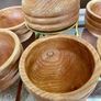 Rare Set 6 Rustic Irish Wood Turned Beehive Style Bowls Retos Shannon 1970s Image 6