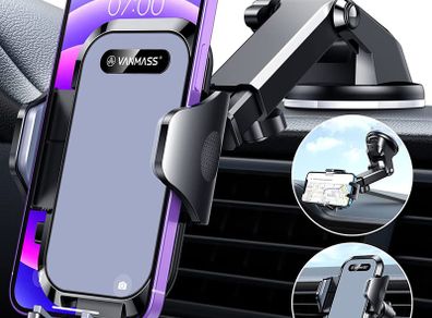 Car Phone Holder Mount [Off-Road Grade Suction] Universal Mobile Smartphone Stand Automobile Cradle Car Accessories for Windscreen Dashboard Vent Van iPhone 14 Pro Max Samsung Pixel