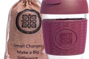 Funk My World - Burgundy Eco-Friendly Travel Mug Borosilicate Glass - 12oz Barrister Friendly