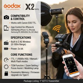 Godox X2T-C TTL Flash Trigger for Canon  Wireless HSS Transmitter