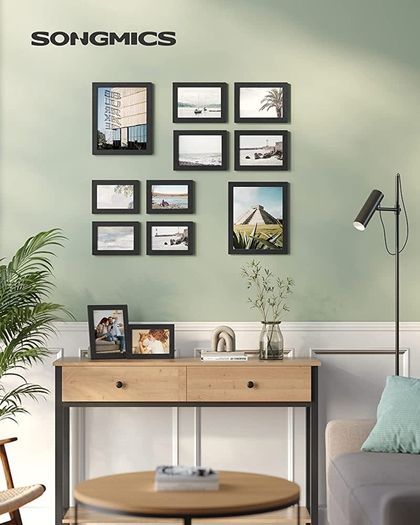 Picture Frames Set of 10 Photo Frames - Two 8" x 10" (20 x 25 cm), Four 5" x 7" (13 x 18 cm), Four 4" x 6" (10 x 15 cm), Black (FREE POSTAGE)