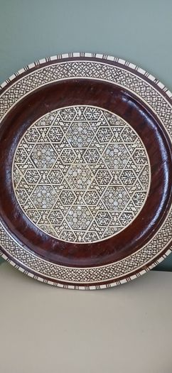 Vintage Mother of Pearl Wooden Decorative Plaque