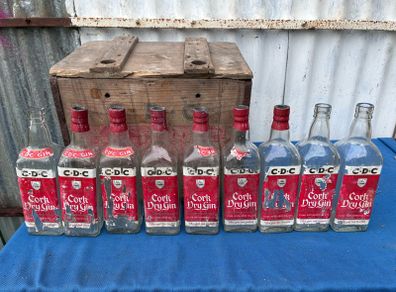 Old Cork Dry Gin crate and 9 bottles
