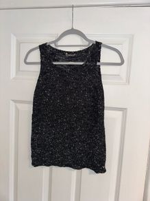 GUESS Designer Women's Knit Sleeveless Top in Sparkly Black - Size UK 8