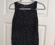 GUESS Designer Women's Knit Sleeveless Top in Sparkly Black - Size UK 8