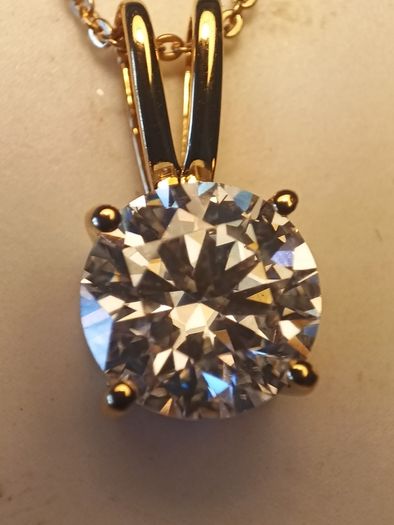 2.5ct. Moissanite Solitaire Pendant and Chain