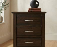 Pair of Solid Dark Wood 3-Drawer Bedside Lockers / Nightstands
