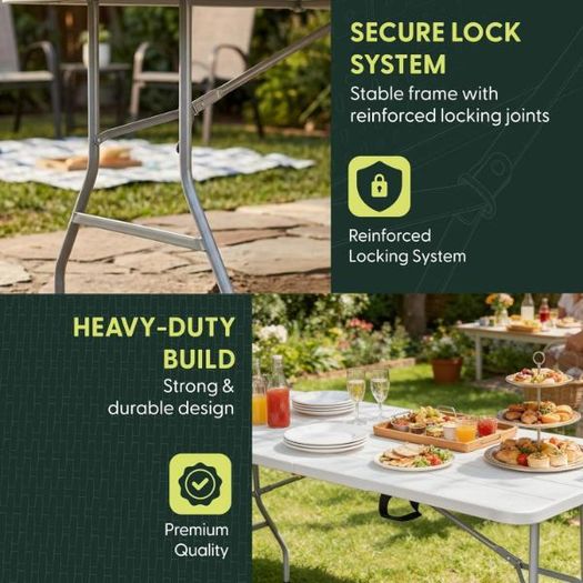 6ft Folding Table for Parties, BBQs, Camping
