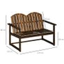 Outdoor Wooden Garden Bench, Patio Loveseat Chair with Slatted Backrest and Smooth Armrests for Two People, for Yard, Lawn, Porch, Carbonised Finish Image 4