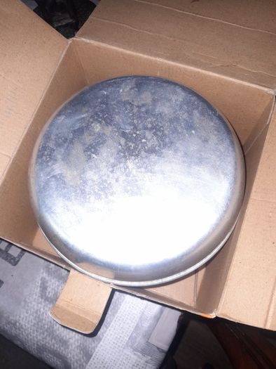 Trekker five piece Aluminum used Camping Cook Set by SunnGas in box, comprising 17cm saucepan, 18cm saucepan, 19cm frying pan, 16cm kettle (1.5L), and detachable grip handle. , Postage Available on all my Items or Collection in Rochfortbridge Westmeath