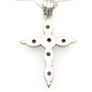 Vintage 925 Sterling Silver & Garnets Cross Necklace Image 4