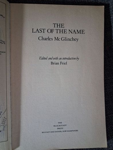 Charles McGlinchey / The Last of the Name / 1st edition/ 1986