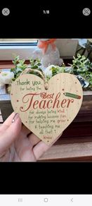 Bnwt teacher wooden heart decoration