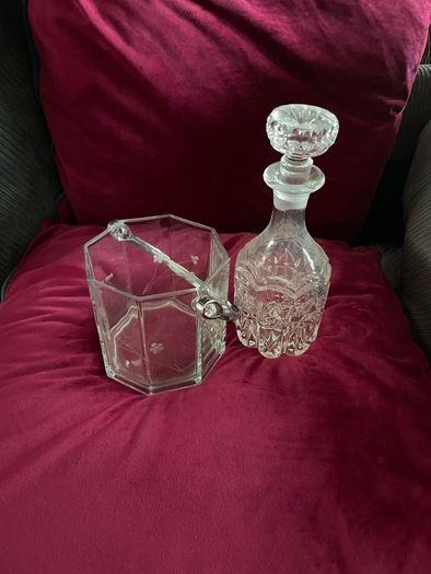 crystal decanter with ice bucket