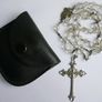 Antique Clear Crystal Rosary,  Leather Pouch Image 7