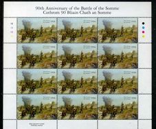2006 Ireland 90th Anniversary of the Battle of the Somme Commemorative Stamp Sheetlet Plate 1B1B1B1B Mint Never Hinged (MNH).