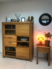 Solid Oak Cabinet and side table