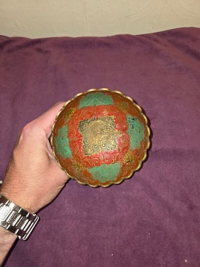 Vintage Brass and Enamel bowl