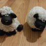 New, A Pair of Wooly Smiling Black Faced Sheep Ornaments Image 3