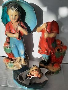 vintage large Chalk boy and Girl