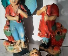 vintage large Chalk boy and Girl