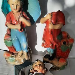 vintage large Chalk boy and Girl