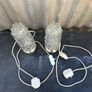 Retro Vintage mid-century 1960s Set of 2 Rocky Ice Glass Dome Table Lamps, Chrome Base, German Mid-Century Image 5