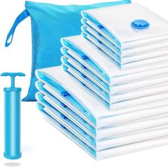 Vacuum Storage Bags 12 Pack, Storage Space Saver Bags with Zip Reusable, 4 Jumbo(100  80cm)+ 4 Large + 4 Medium for Clothes Duvets Bedding Quilt Coats Blankets | Free Hand Pump (FREE POSTAGE)