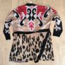 River Island Cardigan L Leopard Print Belted Open Front Red Black Boho Statement NEW good for Party concert Image 5