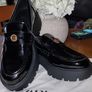 Zara Track Sole Loafers Patent Black Image 2
