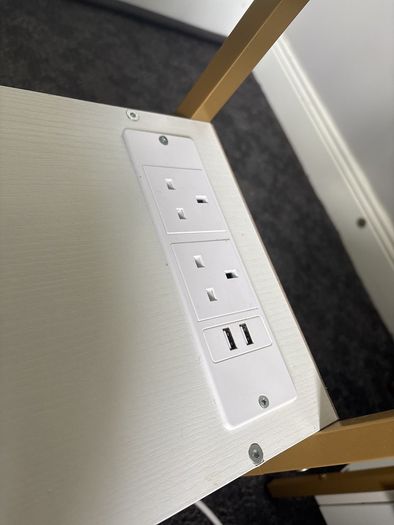 bedside locker with usb and power plugs