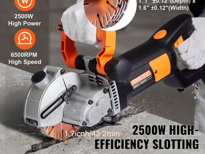 Electric Wall Chaser, Wall Groove Cutting Machine 133mm, Groove Cutting Machine Depth 42mm, Wall Slotting Machine 2500W, Wall Cutting Cutter Machine with Water Pump