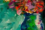 Floral themed 12 x 12 inch acrylic paintings on canvas panel, varnished. Original art by seller.