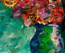 Floral themed 12 x 12 inch acrylic paintings on canvas panel, varnished. Original art by seller.