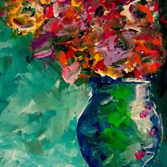 Floral themed 12 x 12 inch acrylic paintings on canvas panel, varnished. Original art by seller.