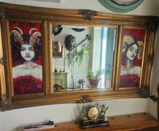 Vintage Gold 3-Panel Mirror