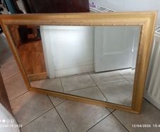 Large Gold Wooden Mirror, Glass Crack, Nice Frame