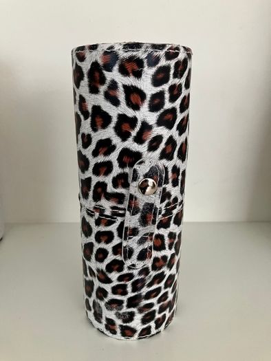 New Set of 9 Make-Up Brushes in Leopard Print Tube