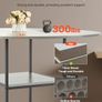 Round Dining Table, 47 inch Wood Table for 4-6 Person, Modern Circle Dinner Furniture, Leisure Tables with Storage Shelf and Metal Legs, for Home Kitchen Living Room, Grey (Only Table) Image 5