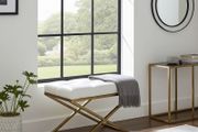 Modern Velvet Ottoman with Metal Frame, Upholstered Bench