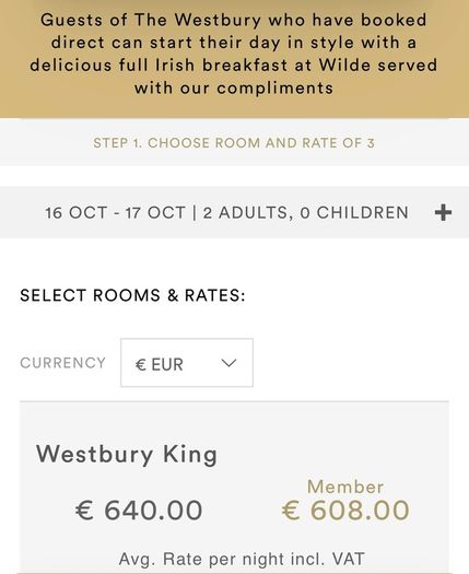 1 Night Westbury Hotel Dinner, Wine and Breakfast